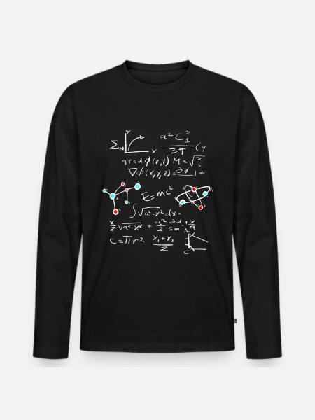 Fysik Matematisk Formel med atomer og molekyler - Premium økologisk langærmet T-shirt til mænd - sort