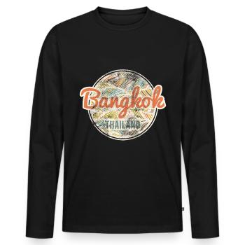 Bangkok - Men's Premium Organic Long Sleeve Shirt - black - Front - Nico (187cm)