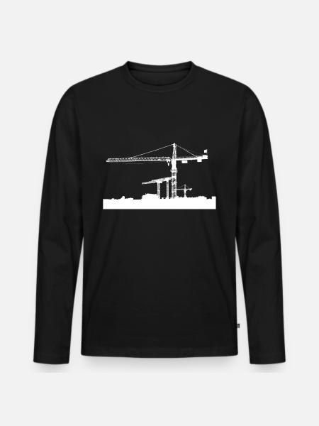 Kran Baustelle - Männer Premium Bio Langarmshirt - Schwarz