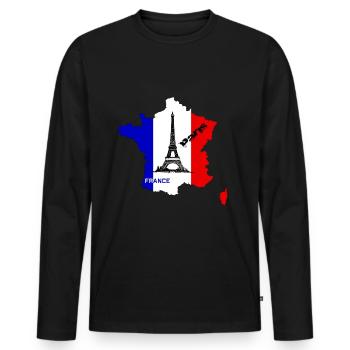 France Paris Tour Eiffel - T-shirt manches longues Premium bio Homme - noir - Devant - Nico (187cm)