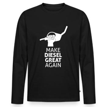 Make Diesel great again - Gegen Dieselfahrverbot - Männer Premium Bio Langarmshirt - Schwarz - Vorne - Nico (187cm)