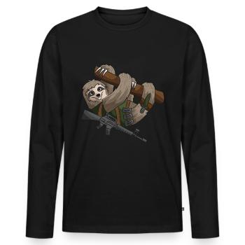 Soldier Private Sloth Military Army Gift - Men's Premium Organic Long Sleeve Shirt - black - Front - Nico (187cm)