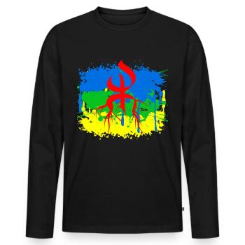 Amazigh-Flagge - Männer Premium Bio Langarmshirt - Schwarz - Vorne - Nico (187cm)
