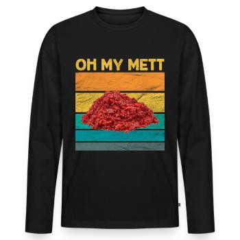 Mett Hackepeter Fleisch - Männer Premium Bio Langarmshirt - Schwarz - Vorne - Nico (187cm)