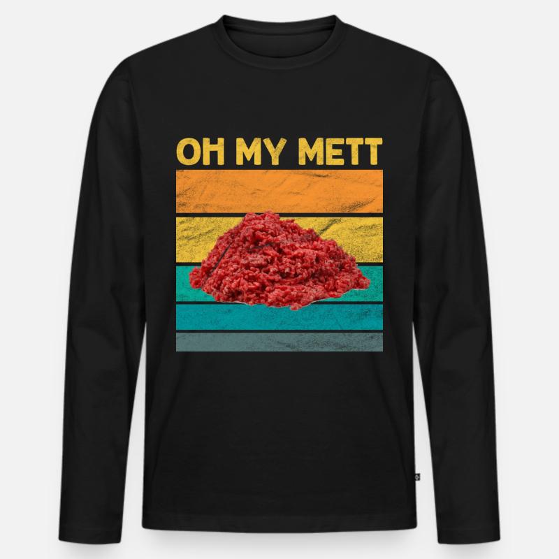 Mett Hackepeter Fleisch - Männer Premium Bio Langarmshirt - Schwarz