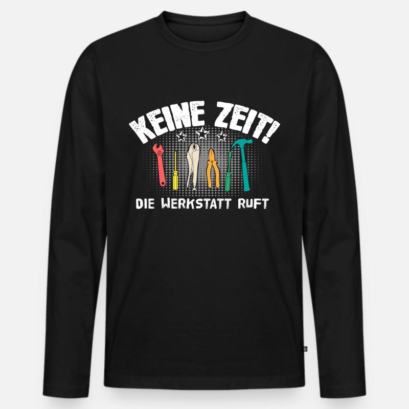 Die Werkstatt ruft - Männer Premium Bio Langarmshirt - Schwarz