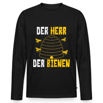 The Lord Of Bees - beekeeper gift - Men's Premium Organic Long Sleeve Shirt - black - Front - Nico (187cm)
