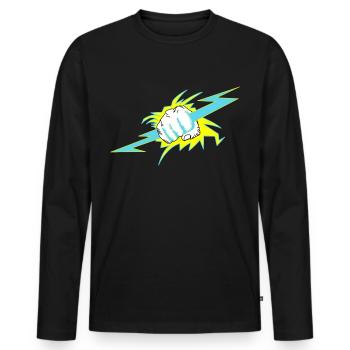 Zeus hand. Thunder gift - Men's Premium Organic Long Sleeve Shirt - black - Front - Nico (187cm)