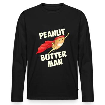 Peanut Butter Peanut Butter Superhero - Men's Premium Organic Long Sleeve Shirt - black - Front - Nico (187cm)