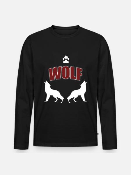 Wolf Geschenkidee - Männer Premium Bio Langarmshirt - Schwarz