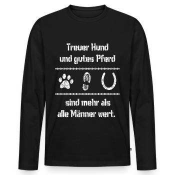 Reiten Pferdespruch treuer Hund gutes Pferd Männer - Männer Premium Bio Langarmshirt - Schwarz - Vorne - Nico (187cm)