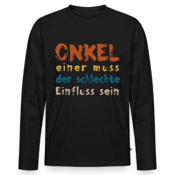 Onkel - Männer Premium Bio Langarmshirt - Schwarz - Vorne - Nico (187cm)