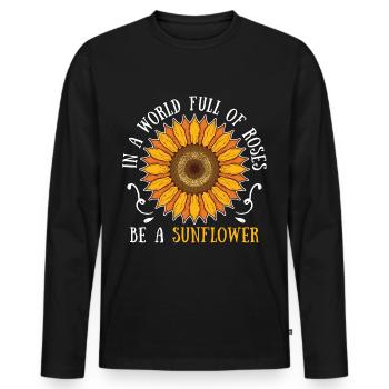 Sonnenblume - Männer Premium Bio Langarmshirt - Schwarz - Vorne - Nico (187cm)