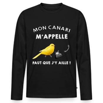 mon canari m appelle - T-shirt manches longues Premium bio Homme - noir - Devant - Nico (187cm)