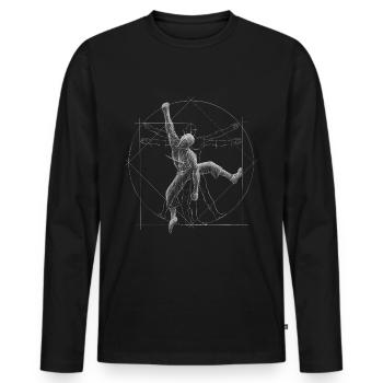 Klettern Vitruvianischer Mensch Boulderer Geschenk - Männer Premium Bio Langarmshirt - Schwarz - Vorne - Nico (187cm)