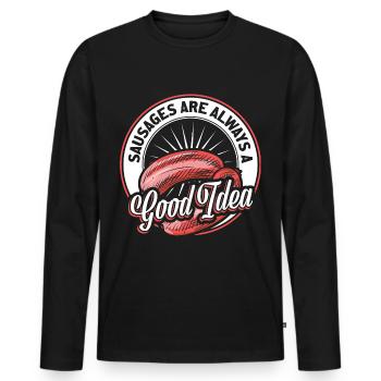 sausage - Men's Premium Organic Long Sleeve Shirt - black - Front - Nico (187cm)