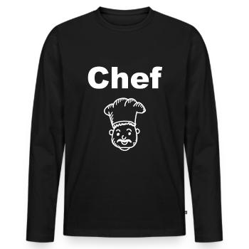 Chefkoch - Männer Premium Bio Langarmshirt - Schwarz - Vorne - Nico (187cm)