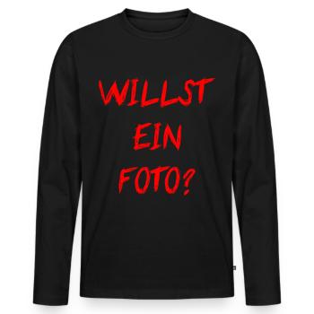 Willst Ein Foto - Männer Premium Bio Langarmshirt - Schwarz - Vorne - Nico (187cm)