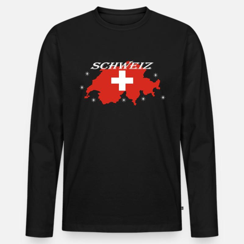 Schweiz Design - Männer Premium Bio Langarmshirt - Schwarz