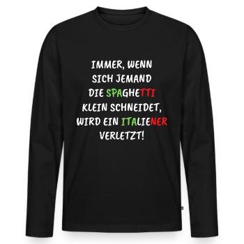 Spaghetti Italiener Italien - Männer Premium Bio Langarmshirt - Schwarz - Vorne - Nico (187cm)