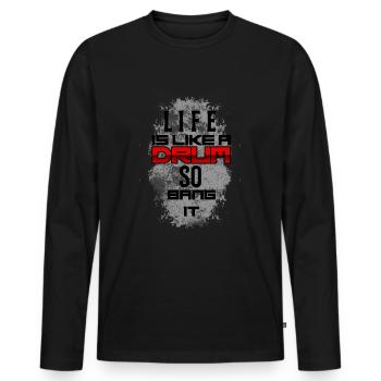 Schlagzeuger Trommler - Männer Premium Bio Langarmshirt - Schwarz - Vorne - Nico (187cm)