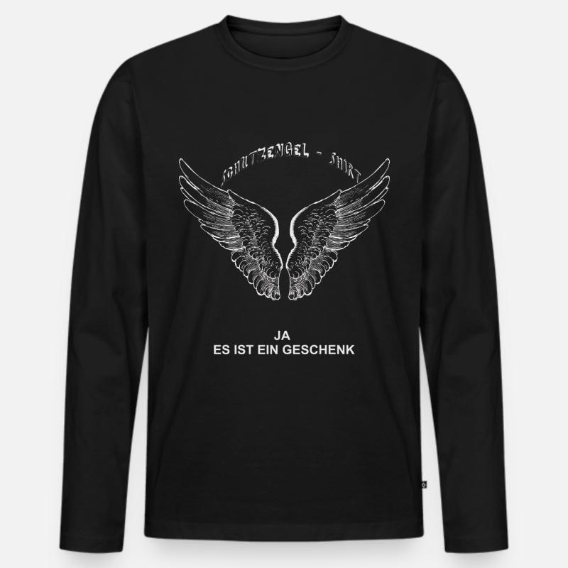 Schutzengel Shirt - Männer Premium Bio Langarmshirt - Schwarz