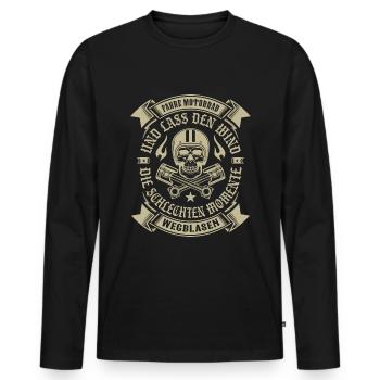 Fahre Motorrad Und Der Wind Bläst Die Sorgen Weg - Männer Premium Bio Langarmshirt - Schwarz - Vorne - Nico (187cm)
