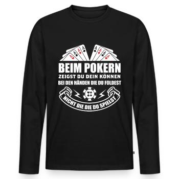 Poker Pokern Ass Casino Hold'em All In Geschenk - Männer Premium Bio Langarmshirt - Schwarz - Vorne - Nico (187cm)