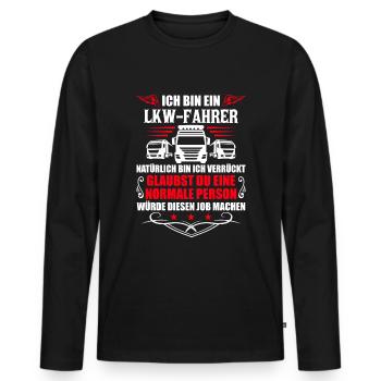 Trucker LKW Fahrer Fernfahrer Brummi Geschenk - Männer Premium Bio Langarmshirt - Schwarz - Vorne - Nico (187cm)