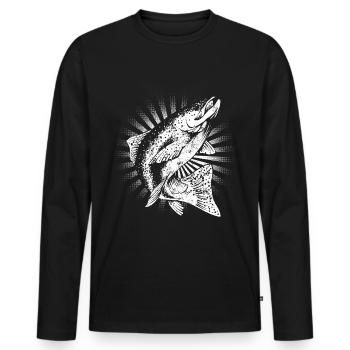 Forelle - Männer Premium Bio Langarmshirt - Schwarz - Vorne - Nico (187cm)