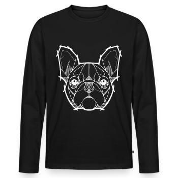 Design artistique d’un bouledogue français - T-shirt manches longues Premium bio Homme - noir - Devant - Nico (187cm)