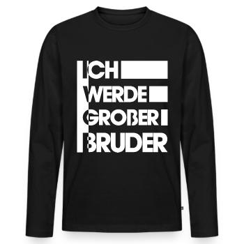 Bruder Geschwister Brüder - Männer Premium Bio Langarmshirt - Schwarz - Vorne - Nico (187cm)