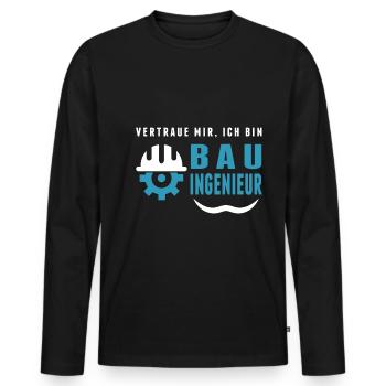 Der Bauingenieur - Männer Premium Bio Langarmshirt - Schwarz - Vorne - Nico (187cm)