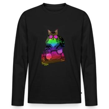 Maine Coon Cat Music - T-shirt manches longues Premium bio Homme - noir - Devant - Nico (187cm)