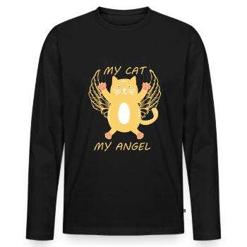 Chat et gueule de bois - T-shirt manches longues Premium bio Homme - noir - Devant - Nico (187cm)