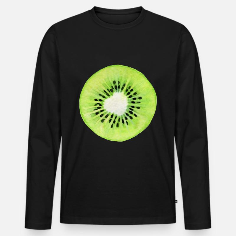 Kiwi - Männer Premium Bio Langarmshirt - Schwarz