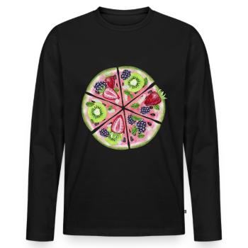Wassermelone Kiwi Erdbeer - Männer Premium Bio Langarmshirt - Schwarz - Vorne - Nico (187cm)