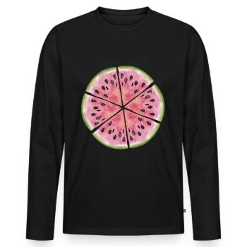 Pastèque Fruits Melon - T-shirt manches longues Premium bio Homme - noir - Devant - Nico (187cm)