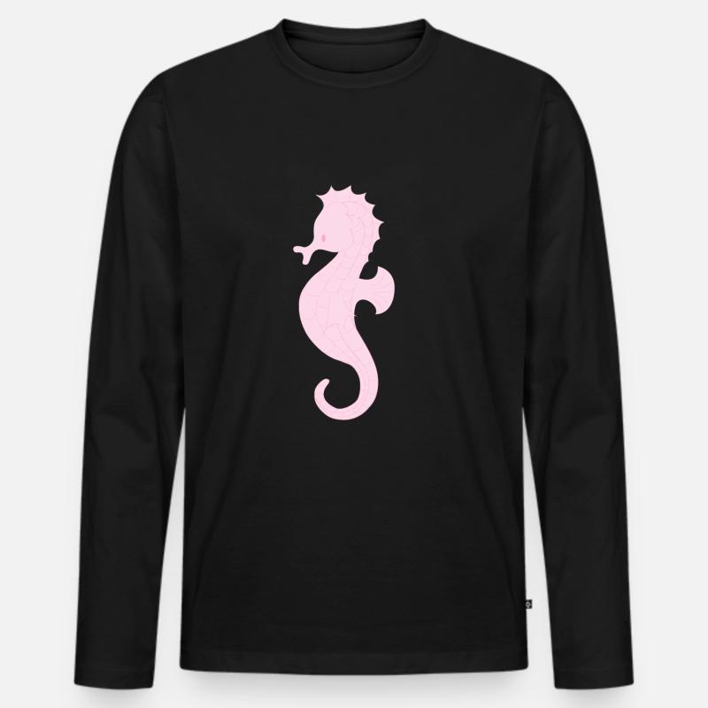 Seepferd - Männer Premium Bio Langarmshirt - Schwarz