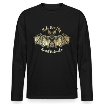 Chauve-souris - T-shirt manches longues Premium bio Homme - noir - Devant - Nico (187cm)