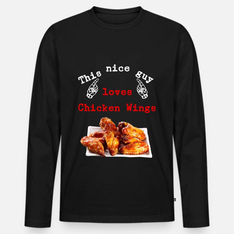 Chicken Wings - Männer Premium Bio Langarmshirt - Schwarz
