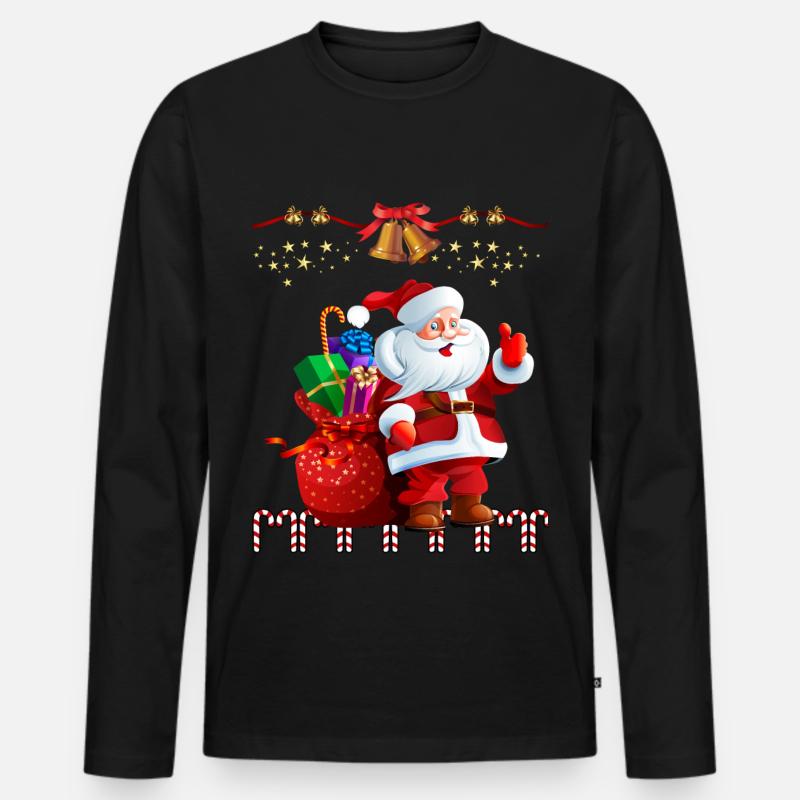 Weihnachtsmann mit Geschenken - Männer Premium Bio Langarmshirt - Schwarz