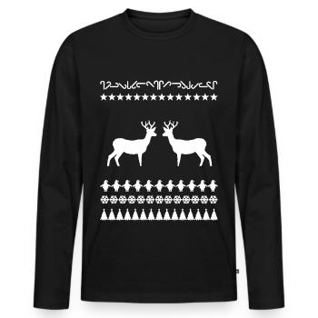 Noël laid avec le renne - T-shirt manches longues Premium bio Homme - noir - Devant - Nico (187cm)