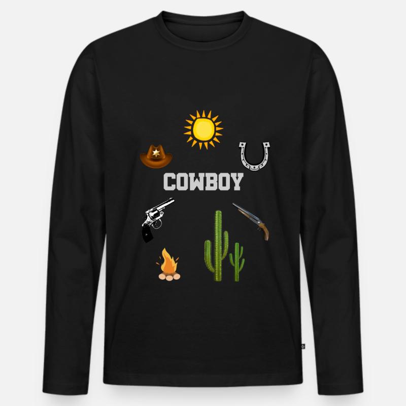 Cowboy - Männer Premium Bio Langarmshirt - Schwarz