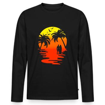 île - T-shirt manches longues Premium bio Homme - noir - Devant - Nico (187cm)