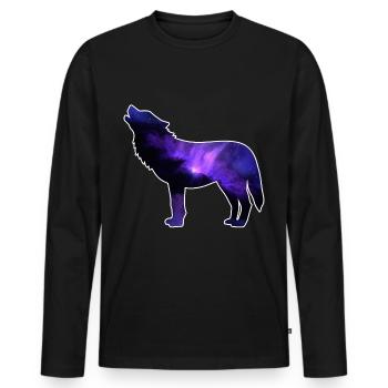wolf - Men's Premium Organic Long Sleeve Shirt - black - Front - Nico (187cm)
