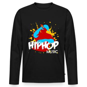 Hip hop - T-shirt manches longues Premium bio Homme - noir - Devant - Nico (187cm)