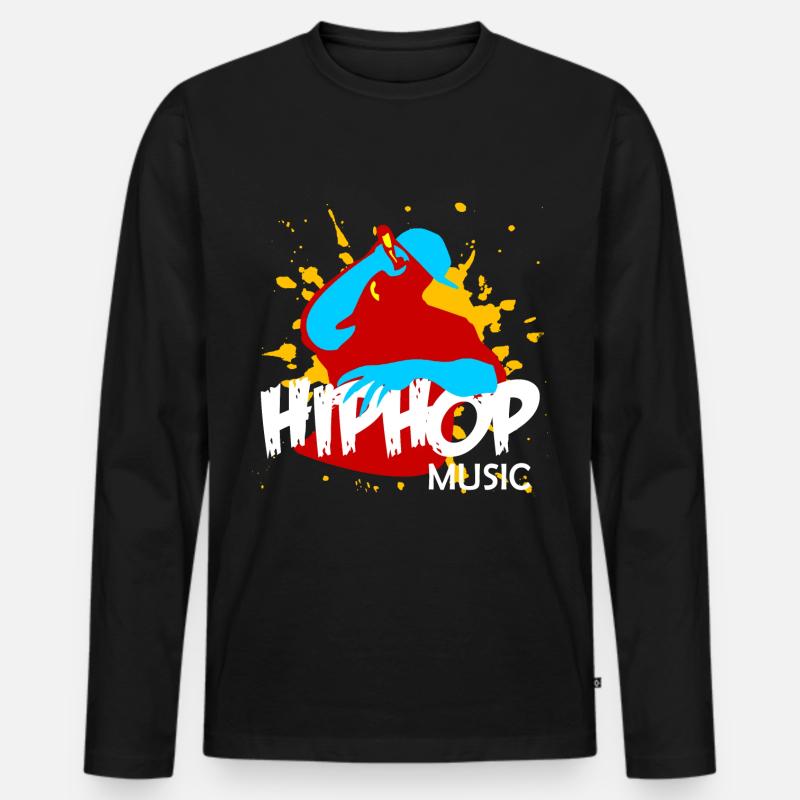 Hip Hop - Männer Premium Bio Langarmshirt - Schwarz