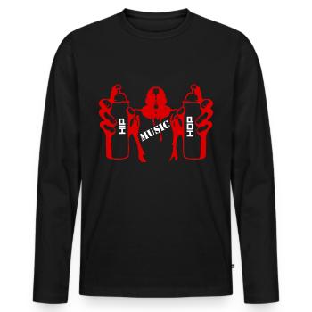 Hip hop - T-shirt manches longues Premium bio Homme - noir - Devant - Nico (187cm)