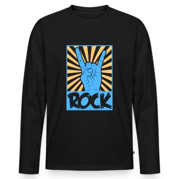 Musique rock rocker guitare - T-shirt manches longues Premium bio Homme - noir - Devant - Nico (187cm)